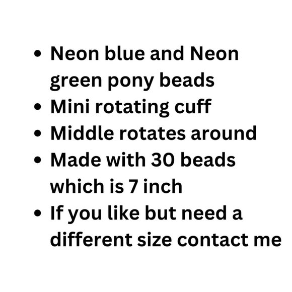 Kandi Rotating Cuff Blue Yellow Green Kandi Bracelet Stim/Fidgeting Spin Around - Picture 4 of 4